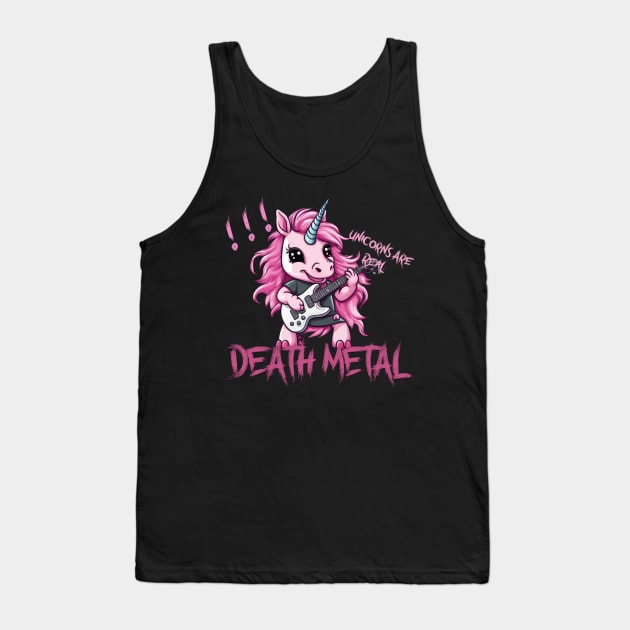 Unicorns Are Real, Dabbing Unicorn Playing on Guitar Tank Top by ShyPixels Arts